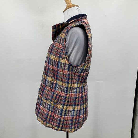 Talbots Vest Womens XS Extra Small Diamond Quilted Tomber Plaid Fleece Lined - Picture 5 of 12
